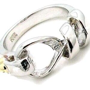 Classic 925 Sterling Silver Belt Buckle Cinch Tie Two Tone Polished Ring Sz 6